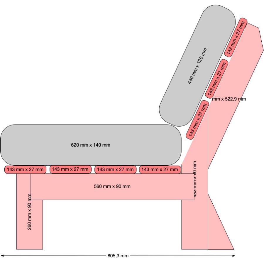 Vermaßung DIY Gartenbank