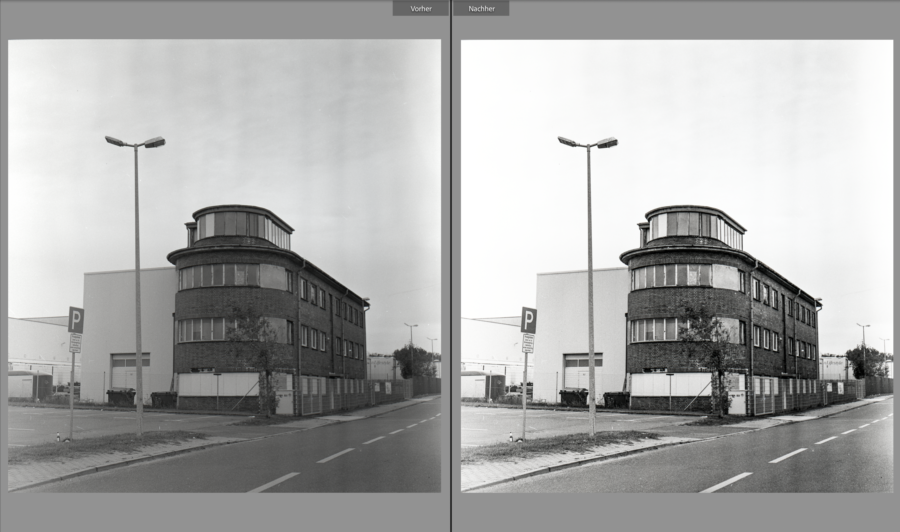 Vorher/Nachher Ansicht der Nachbearbeitung in Lightroom