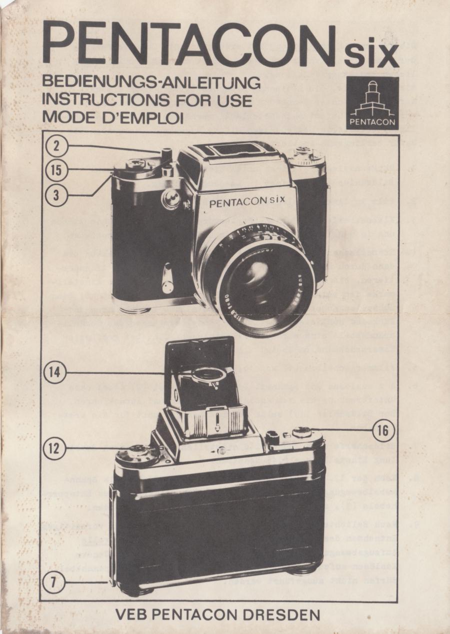 Bedienungsanleitung Pentacon Six - Cover
