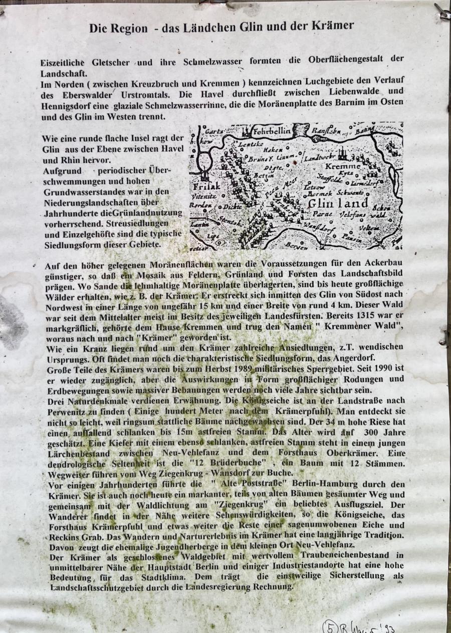 Infotafel über den Krämer an der Poststation Ziegenkrug