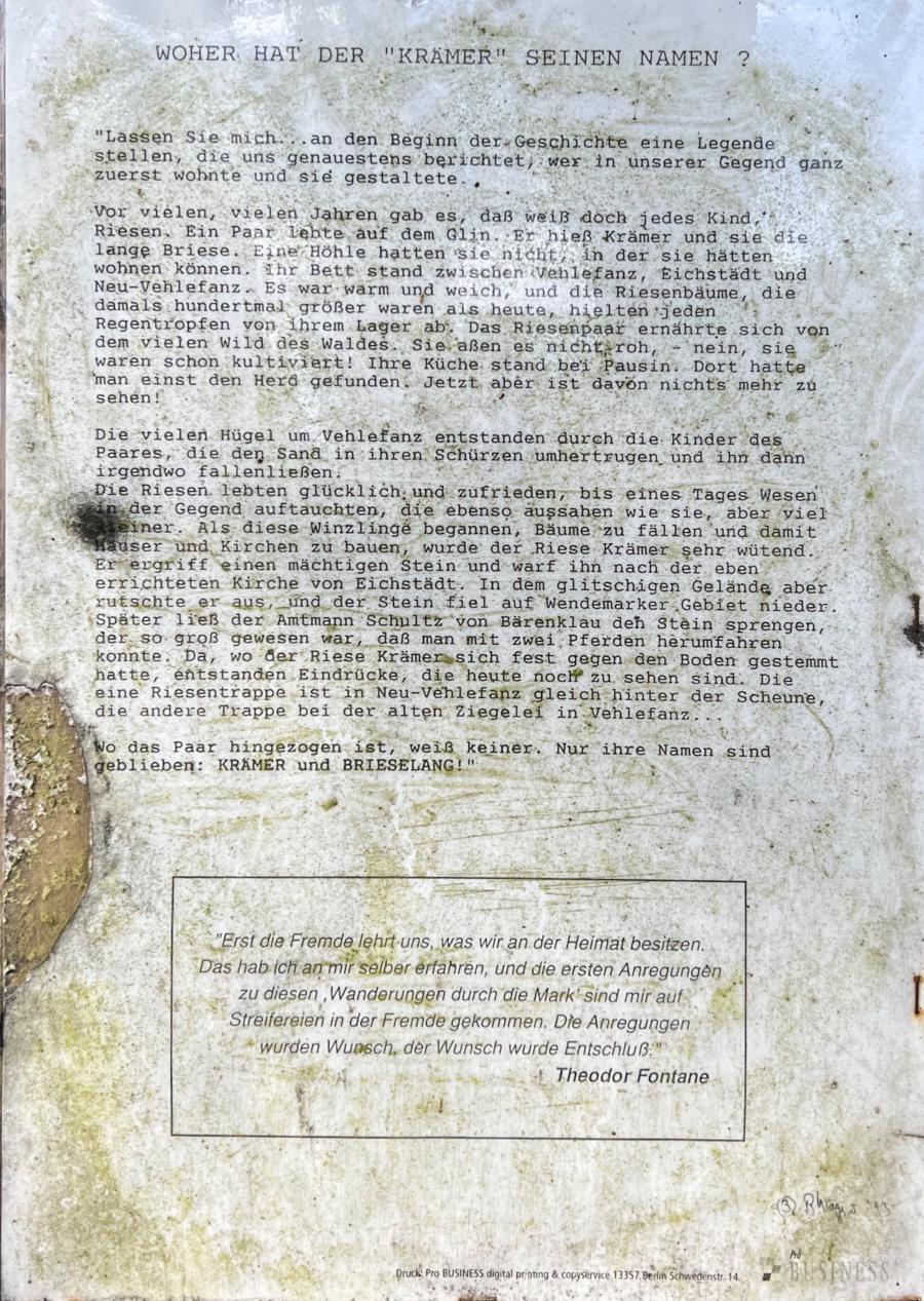 Infotafel über den Krämer an der Poststation Ziegenkrug