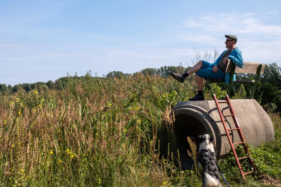Aussicht auf trockene Teiche - der Röhrenhochsitz