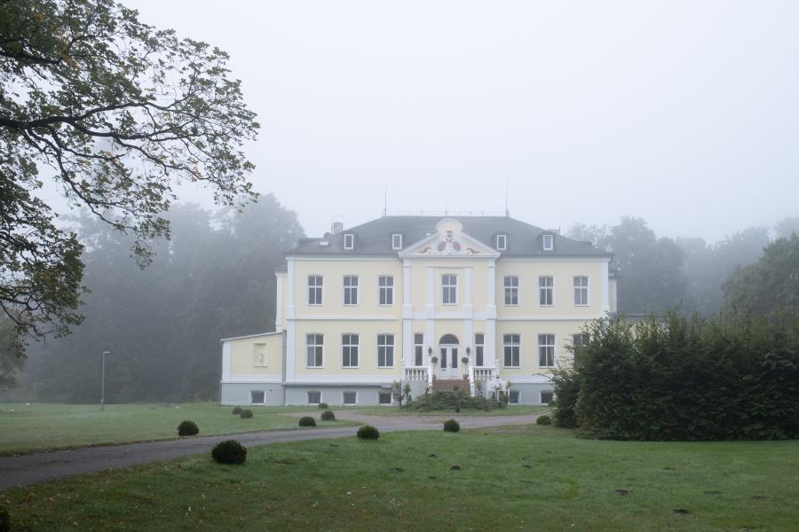 Schloss Schmuggerow im Nebel