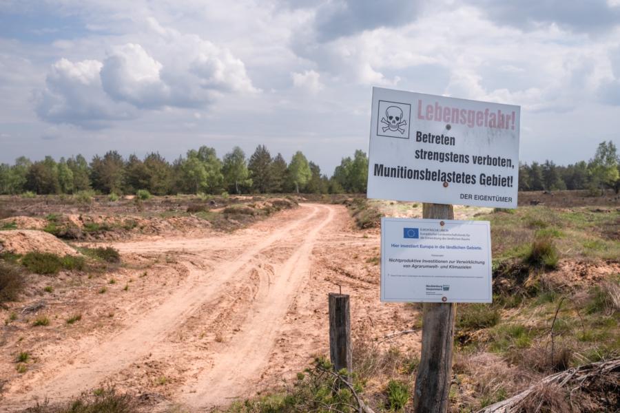 Sprengmittel verseuchtes Gebiet des Marienfließ